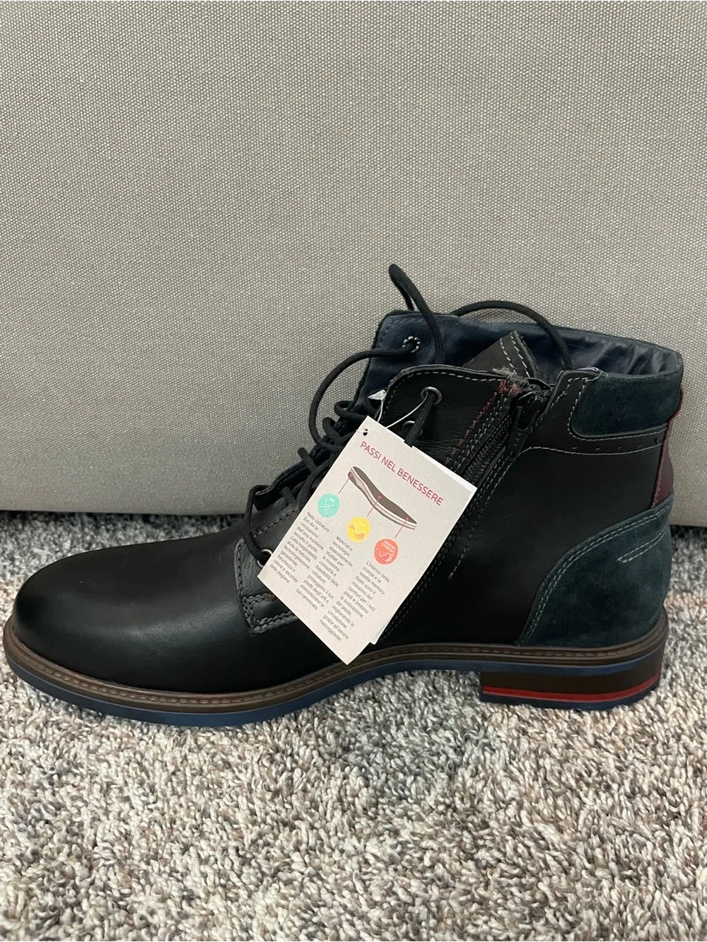Italian made Men's Black Lace-Up Casual Boots